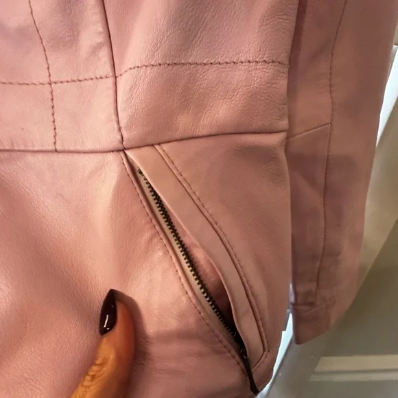 Alfani Blush Pink Leather Zip-Front Jacket Y2K Piece - Picture 12 of 13